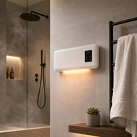 Flat Front Electric Wall Heater Black Control Panel Wall-Mounted Heater Rounded Corners Home Heating Slim