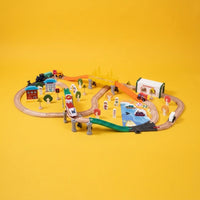 Electric Toy Train with Wooden Tracks Multiple-Piece Wooden Train Track Set DIY for Home