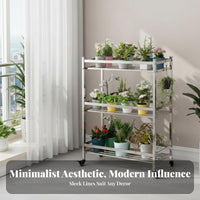 Floor-Standing Multi-Level Pot Stand Indoor & Outdoor Use Rolling Flower Pot Display With casters Tiered Rack Weather-Resistant for Gardeners, Apartment Dwellers, Homeowners, Balcony, Living Room, Patio, Corner Space