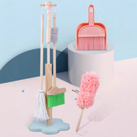6 Pieces Wooden Cleaning Toy Set Easy to Storage Pretend Play Kit Skill-Building