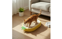 Wear Resistant Oval Cat Scratcher Bed Less Debris Oval Cat Scratcher Lounge Furniture Protection Curved Design for Multiple Cats