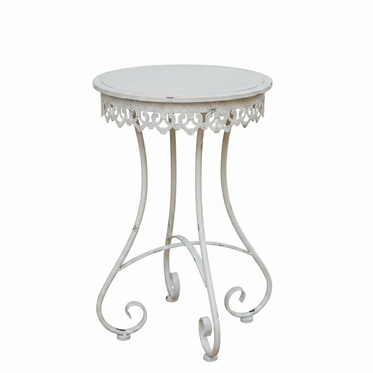 Round Iron Plant Stand Openwork French Retro Plant Stand Scroll Feet Decor Furniture for Garden