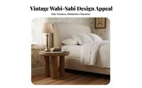 Wabi-Sabi Design Single-Drawer End Table with Shelf Vintage aesthetic Nightstand Distressed Finish Bedside Cabinet space-saving Size for Interior Decorators, Homeowners, Living Room, Bedroom, Homestay, Entryway
