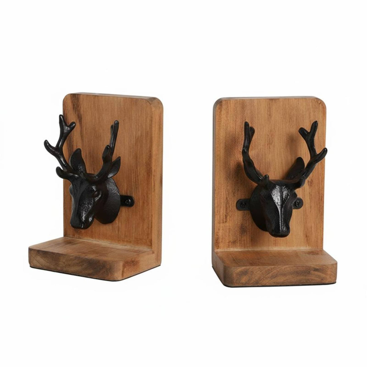 Versatile Decor Decorative Elk Book Stand Anti-Slip Bottom Wooden Deer Head Bookend Hand Polished for Students, Desk, Study Room, Bookshelf