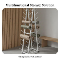 Exercise Mat Storage Rack Space Saving Pilates Mat Organizer Large Capacity Home Gym Organizer Rack