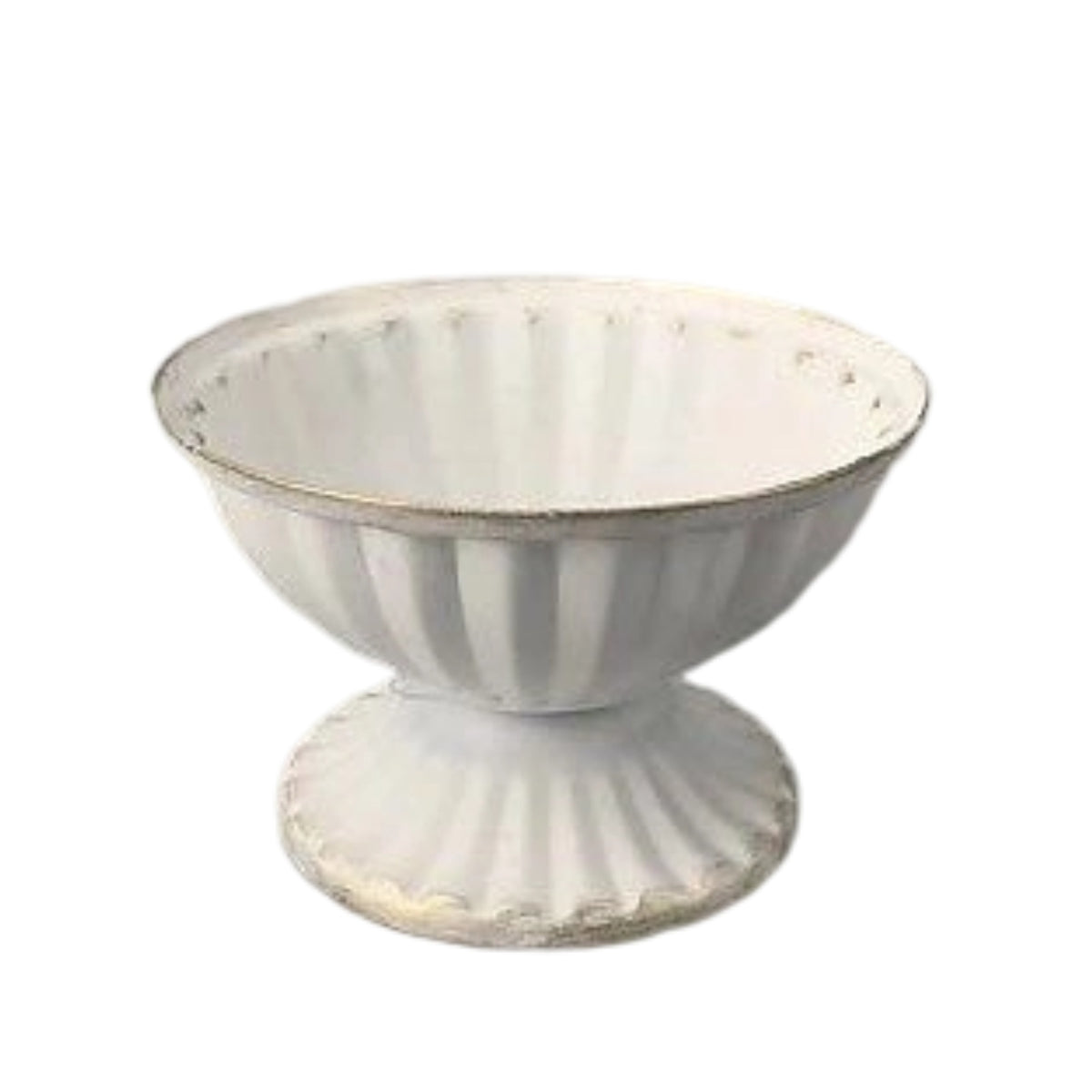 Vintage-Style Metal Vase with Ribbed Exterior Classic Metal Pedestal Vase Compact Urn Stable for Centerpiece