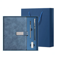Metal Clasp A5 Notebook Gift Set Stitched Border Leather-Look Notebook Set