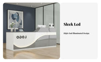Modern Reception Desk Varnished Surface Ed Finish High Gloss Reception Sturdy Salon Front Desk Storage Stability Suitable for Spa Sales Center Corporate Setting Retail Store