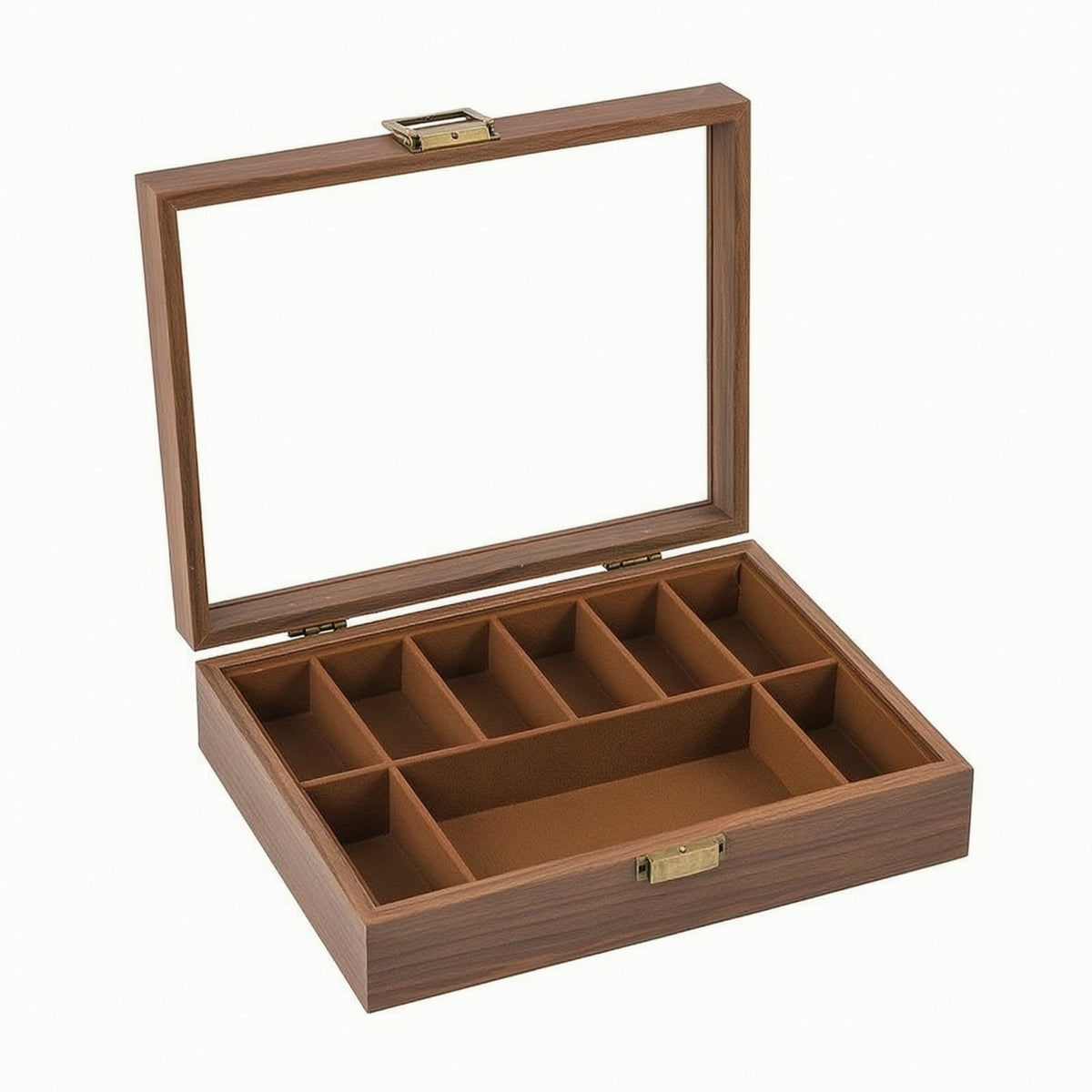Safeguarding Compartment Box with Latch Rectangular Display Case Low-Height Organizer for Countertop