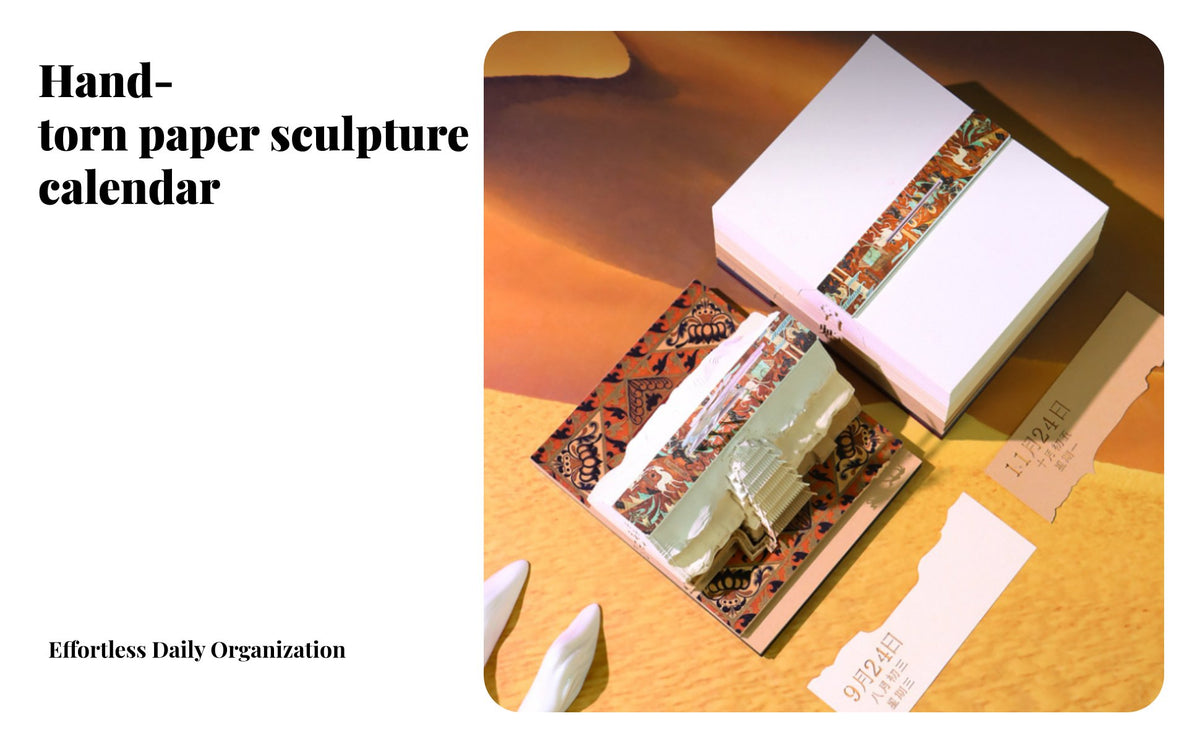 Cultural Souvenir 3D Tear-Away Calendar Creative Gift Paper Carving Art Memo Pad Multi-Functional for Tourists, Living Room, Bedroom, School