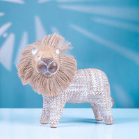 Handwoven Resin Lion Figurine - Cute Animal Craft for Office Desk Decoration