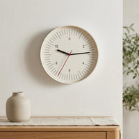 Fine Minute Markers Arabic Numeral Wall Clock Red Second Hand Minimalist Wall Clock Black Hands Home Decor ABS Plastic for Living Room, Bedroom