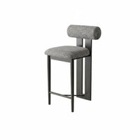Retro Design Upholstered Counter Stool with rear supportrest Nordic design Woven rear supportrest Bar Stool Footrest Included High Chair Ergonomic for Homeowners, Interior Designers, Business Owners, Restaurant, Coffee Shop, Reception Desk, Dining Room