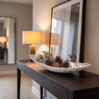 Boat-Shaped Tray Silver Tray with Hammered Texture Modern Fruit Dish for Shelf