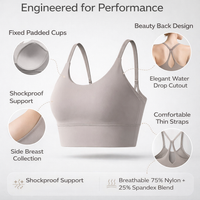 Women's Sports Bra for Running and Gym with Fixed Cup Moulded Padding, Non Wired with Back Hook Closure for Adjustable Fit