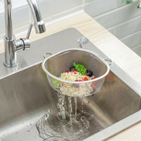 Kitchen Sink Drainer and Sink Strainer, Stainless Steel Leftover Food Strainer with Suction Cup, Home Kitchen Dishwashing Sink Net for Waste
