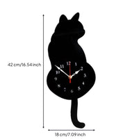Silent Movement Wagging Tail Cat Clock Non-Ticking Wagging Tail Pendulum Clock Creative Design Modern Design for Children, Living Room, Bedroom