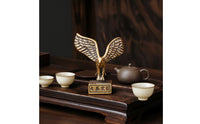 Brass Avian Sculpture Figurine Antique-Style Eagle Figurine with Rectangular Base Small for Collectors, Tea Lovers, Office Desk, Bookshelf