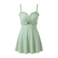 Swimsuit for Plus Size Women with a Modest Skirt Design, One-Piece Monokini Made of Polyester for Water Sports