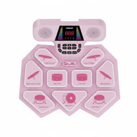 Portable Foldable Drum Practice Mat Beginner Friendly Tabletop Drum Kit Low Noise Digital Percussion Pad Headphall-in-All-in-One Audio Port for Beginners, Drummers, Travel, Apartment Living, Desktop, Studio