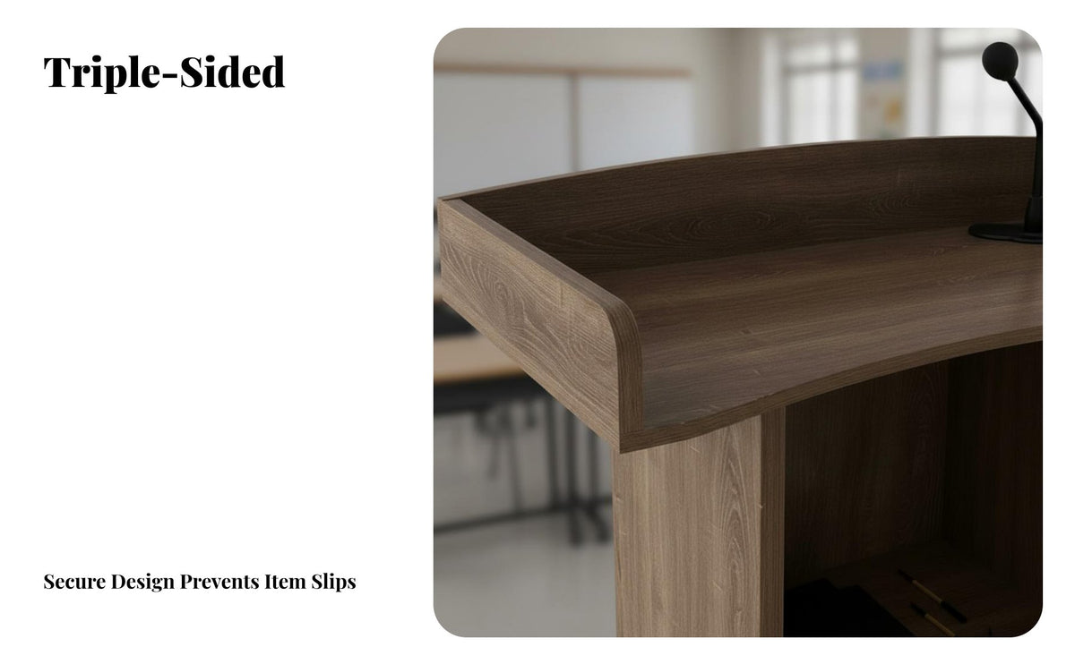 Modern Design Teacher's Podium Desk Multi-Purpose Standing Speech Podium Stable Structure Wooden Lectern with Storage Long-Lasting for Teachers, Speaker S, Speakers, Classroom, Lecture Hall, Auditorium, Conference Room