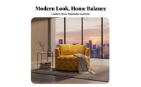 Nordic design Upholstered Armchair space-efficient Footprint Tufted rotating Armchair Plush Upholstery Single Sofa firm-density Foam pad for Apartment Dwellers, Interior Design aficionados, Living Room, Small Spaces, Bedroom, study corner