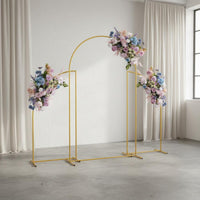 3 Pieces Indoor and Outdoor Use Gold Metal Wedding Arch Sturdy Gold Wedding Arch Easy to Assemble for Birthday Party