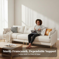 Curved 3-Seater Sofa Cream cream Living Room Furniture Light Luxury aesthetic Couch for Apartment Dwellers, Young Adults, Studio Flat, Lounge Area, Office