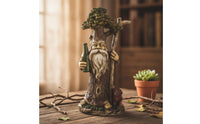 Tree Person Statue Resin Bearded Man Figurine Weather Resistant Garden Statue with Animal for Fairy Gardens, Planters, Patios