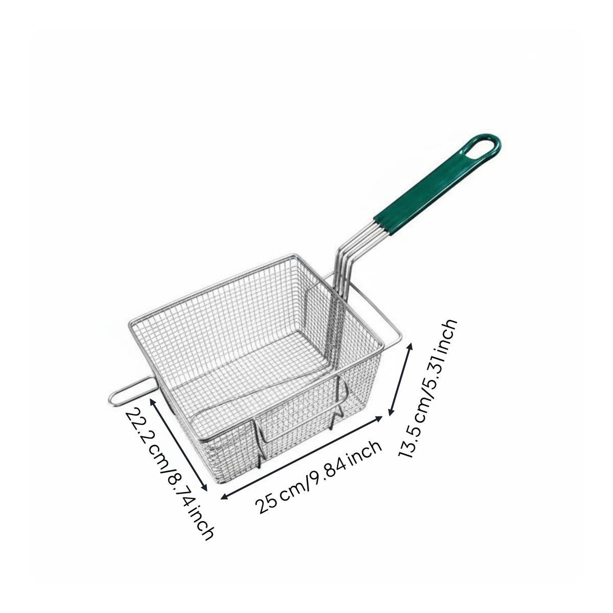 Front Hook Design Deep Fryer Basket Rust-Proof Stainless Steel Mesh Basket Heat Resistant Stainless Steel Frying Colander Large Capacity for Chefs, Restaurant