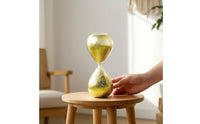 Decorative Hourglass with Glitter Sand Tabletop Glass Hourglass Shimmering Sandglass Transparent for Desk, Shelf, Bedside Table