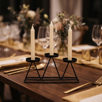 3-Cup Candle Holder Geometric Candle Holder with 3 Cups Metal Candelabra Modern Rectangular for Event Planners