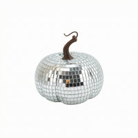 Mirrored Pumpkin Ornament Silver Mosaic Pumpkin Glass Look for Photo Props