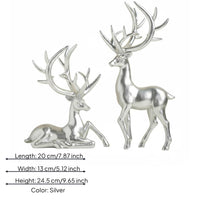 2 Pieces Nordic Design Resin Deer Statue Handmade Reindeer Figurine Long-Lasting for Living Room