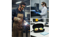 Glasses with Case Impact Resistant Full Coverage Glasses Wide Vision Eyewear for Welders, Engraving