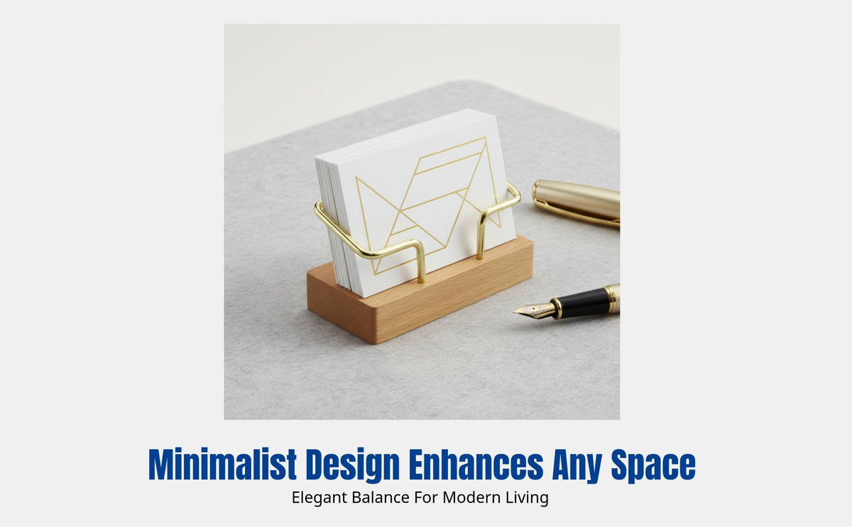 Walnut Wood Business Card Holder, Creative Desktop Card Stand, Modern Office Organizer