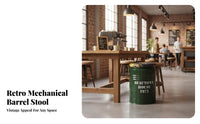 Industrial Aesthetic Oil Barrel Seat Retro Design Accent Stool Multi-Functional Household Furniture Space-Saving for Cafe Owners, Apartment Dwellers, Homeowners, Bar, Living Room, Bedroom, Entryway