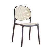Stackable Plastic Cane-Back Chair Woven Backrest Seating Furniture Indoor/Outdoor Use Lightweight for Homeowners, Restaurant Owners, Event Planners, Dining Room, Kitchen, Home Office, Balcony