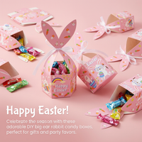 Easter Treat Boxes with Handle, Happy Easter Gift Boxes for Party Favours, Easter Party Boxes for Kids, Easter Candy Boxes