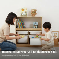 2-in-1 shelf uni-tand Cabinet Rolling Toy Storage Bench Large Capacity children's Furniture Multi-Functional Room Organizer child-safe Design for children, young children, Parents, Playroom, Nursery, Bedroom, Classroom