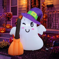 1.2m Halloween Inflatable Ghost with Witch Hat LED Outdoor Decoration