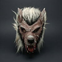 Wolf Headpiece with Synthetic Coat Realistic Wolf Headpiece Full-Head Headdress for Adults, Halloween, Cosplay, Spooky Attractions