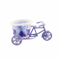 Rattan Flower Basket Sturdy Woven Tricycle Flower Basket Long Decorative Tricycle Planter for Gift Shop