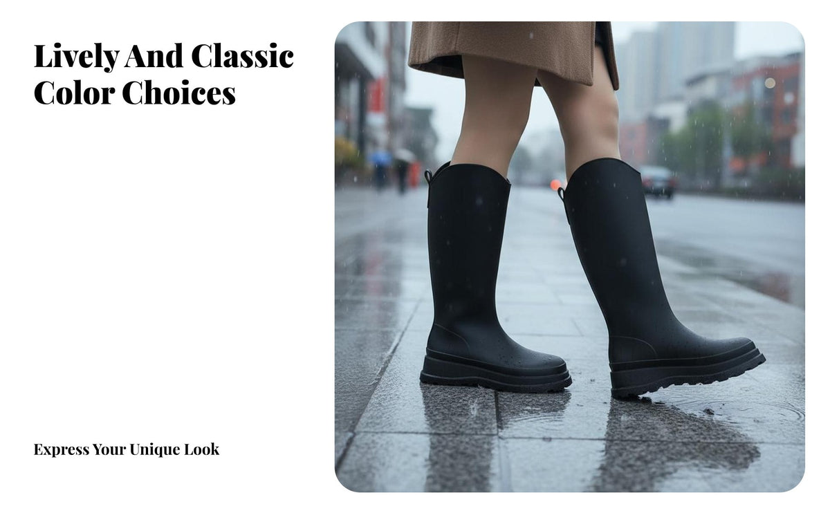 Knee-High Rain Boots Non-Slip Sole Fashion Rain Boots Tall Rain Boots for Outdoor Enthusiasts, Gardeners, Rainy Days, Muddy Terrain, Gardening