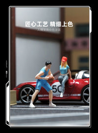 1/64 Basketball Boy Athlete Figure Model, Miniature Colored Figure for Architectural Sand Table Decoration