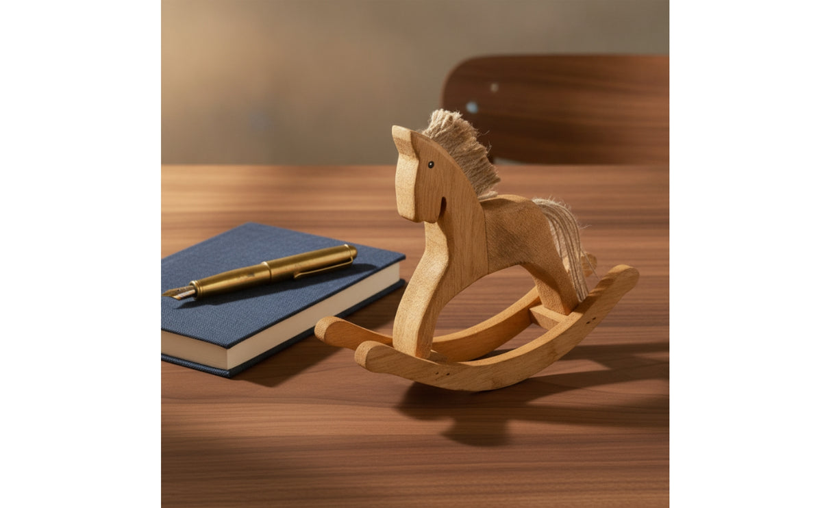 Wooden Rocking Horse Rustic Rocking Horse Figurine Handcrafted Tabletop Decor for Shelf, Entryway