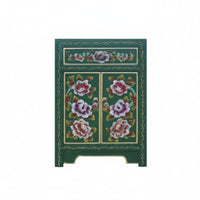 Hand-Painted 2-Drawer Cabinet Vintage Look Nightstand Distressed Finish Fully Assembled for Partners, Adults, Guest Room