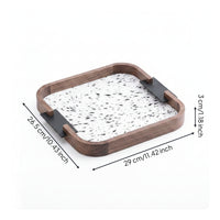 Tableware Spill Resistant Easy to Clean Decorative Tray Leather Edged Wood Tray