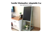 Vintage Aesthetic Wooden Ladder Blackboard Space-Saving Tiered Foldable Stand Multi-Purpose Folding Shelf adaptable Use for Apartment Dwellers, Plant lovers, creative workspace, Living Room, Retail shop, Bedroom