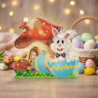 DIY 5D Diamond Painting Kit Easter Bunny & Mushroom Crystal Art Hanging Ornament Sparkling Rhinestone Craft with Chain Gem Mosaic Decoration for Home Wall Window Kids Adults
